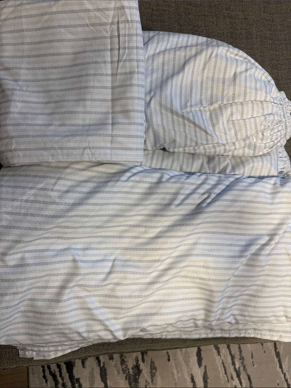 Light Blue and White Striped Cotton Sheet Set